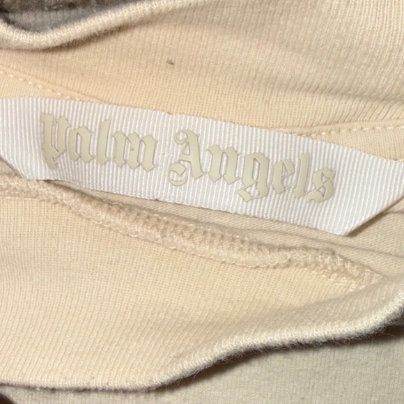 Palm Angels Spray Paint Logo Cropped T-Shirt Cream Red - Picture 5 of 7